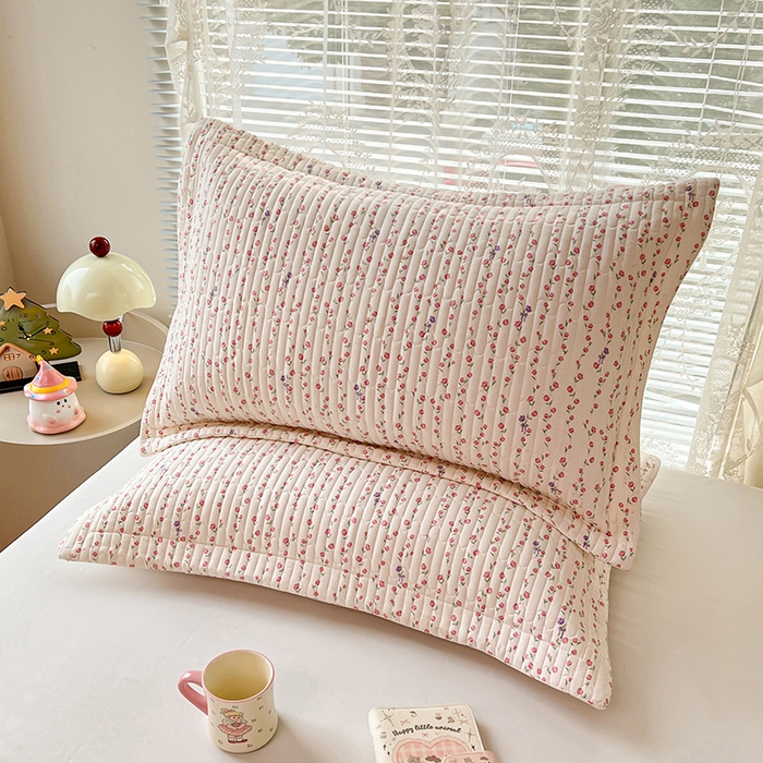 91家纺网 家纺一手货源 找家纺 梦舒羽 2025新款A类云朵棉夹棉枕套宿舍单人一只装枕芯内胆套-单人枕套 花漾甜心（压线夹棉）