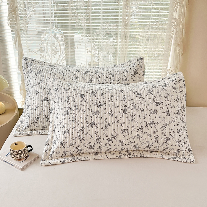 91家纺网 家纺一手货源 找家纺 梦舒羽 2025新款A类云朵棉夹棉枕套宿舍单人一只装枕芯内胆套-单人枕套 兰亭序-灰（压线夹棉）