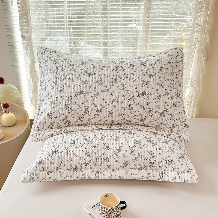 91家纺网 家纺一手货源 找家纺 梦舒羽 2025新款A类云朵棉夹棉枕套宿舍单人一只装枕芯内胆套-单人枕套 兰亭序-灰（压线夹棉）