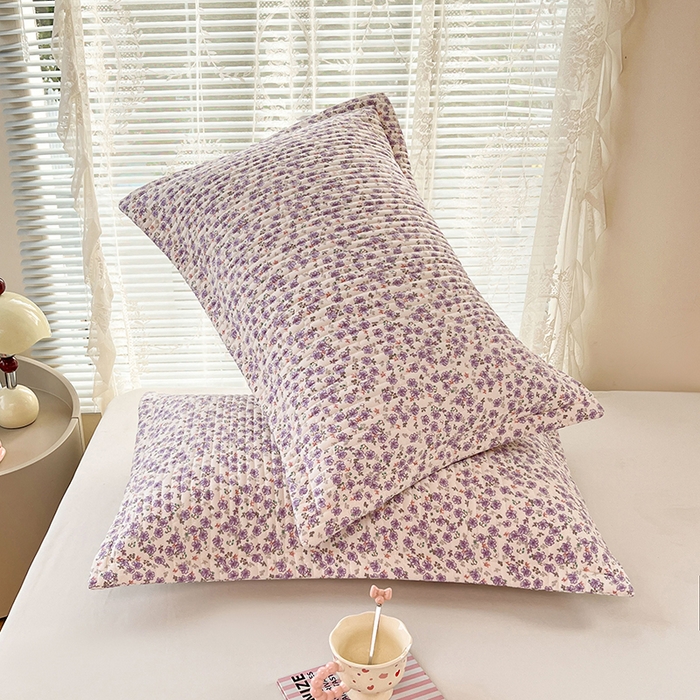 91家纺网 家纺一手货源 找家纺 梦舒羽 2025新款A类云朵棉夹棉枕套宿舍单人一只装枕芯内胆套-单人枕套 紫韵星野（压线夹棉）