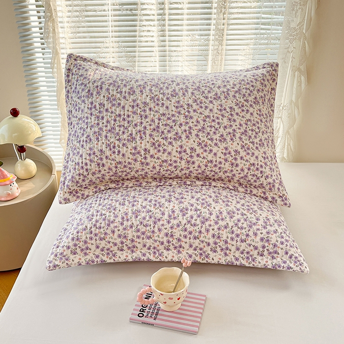 91家纺网 家纺一手货源 找家纺 梦舒羽 2025新款A类云朵棉夹棉枕套宿舍单人一只装枕芯内胆套-单人枕套 紫韵星野（压线夹棉）