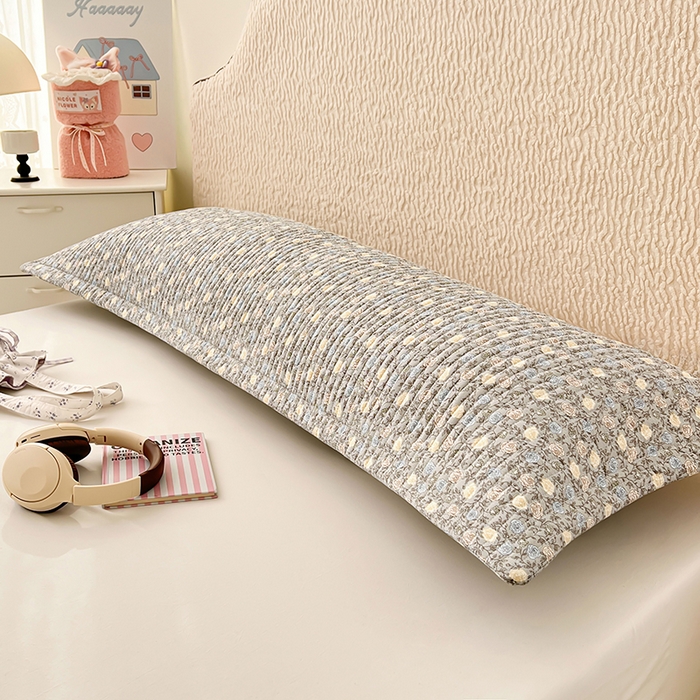 91家纺网 家纺一手货源 找家纺 梦舒羽 2025新款A类云朵棉夹棉枕套宿舍情侣双人加长枕芯内胆套 海棠花开（压线夹棉）