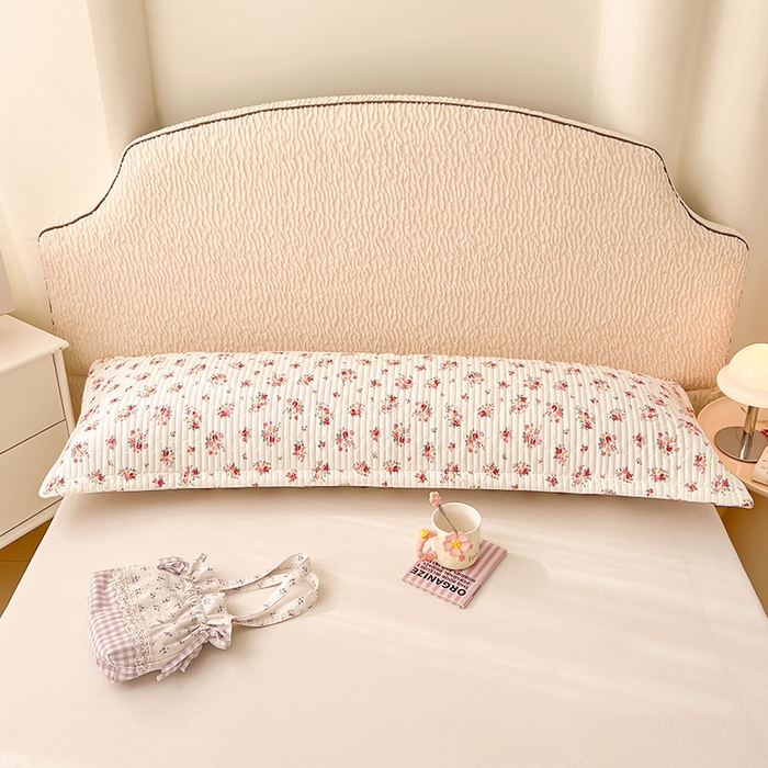 91家纺网 家纺一手货源 找家纺 梦舒羽 2025新款A类云朵棉夹棉枕套宿舍情侣双人加长枕芯内胆套 粉黛花园（压线夹棉）