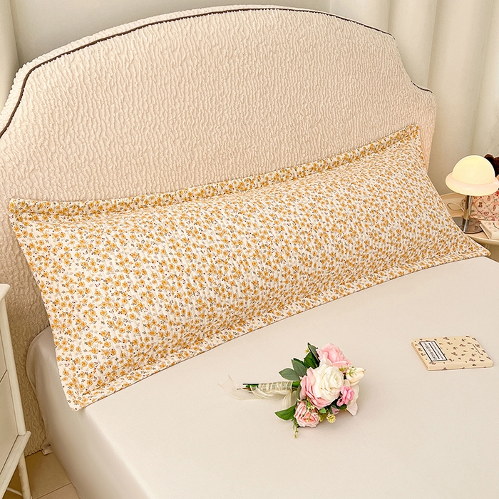 91家纺网 家纺一手货源 找家纺 圣比熊 2025新款A类云朵棉夹棉枕套宿舍单人一只装枕芯内胆套-双人枕套 春日暖阳（压线夹棉）