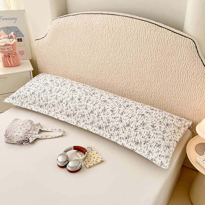 91家纺网 家纺一手货源 找家纺 圣比熊 2025新款A类云朵棉夹棉枕套宿舍单人一只装枕芯内胆套-双人枕套 兰亭序-灰（压线夹棉）