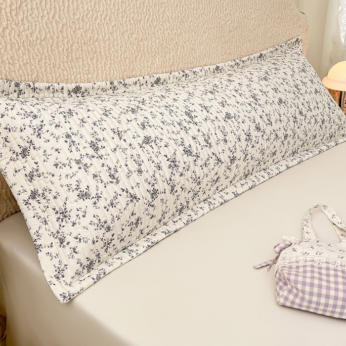 91家纺网 家纺一手货源 找家纺 圣比熊 2025新款A类云朵棉夹棉枕套宿舍单人一只装枕芯内胆套-双人枕套 兰亭序-灰（压线夹棉）