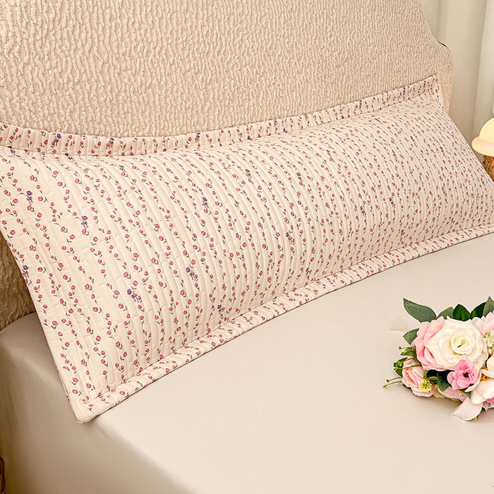 91家纺网 家纺一手货源 找家纺 圣比熊 2025新款A类云朵棉夹棉枕套宿舍单人一只装枕芯内胆套-双人枕套 花漾甜心（压线夹棉）