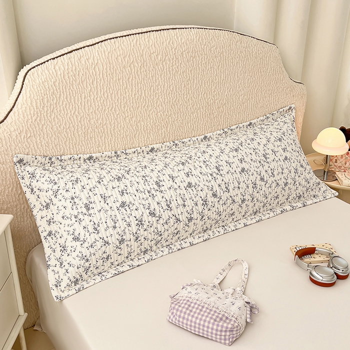 91家纺网 家纺一手货源 找家纺 圣比熊 2025新款A类云朵棉夹棉枕套宿舍单人一只装枕芯内胆套-双人枕套 兰亭序-灰（压线夹棉）