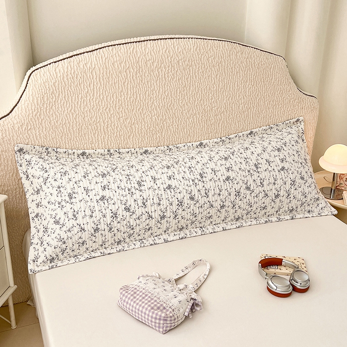 91家纺网 家纺一手货源 找家纺 梦舒羽 2025新款A类云朵棉夹棉枕套宿舍情侣双人加长枕芯内胆套 兰亭序-灰（压线夹棉）