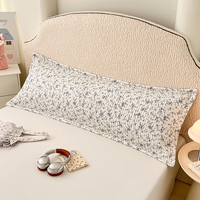 91家纺网 家纺一手货源 找家纺 梦舒羽 2025新款A类云朵棉夹棉枕套宿舍情侣双人加长枕芯内胆套 兰亭序-灰（压线夹棉）