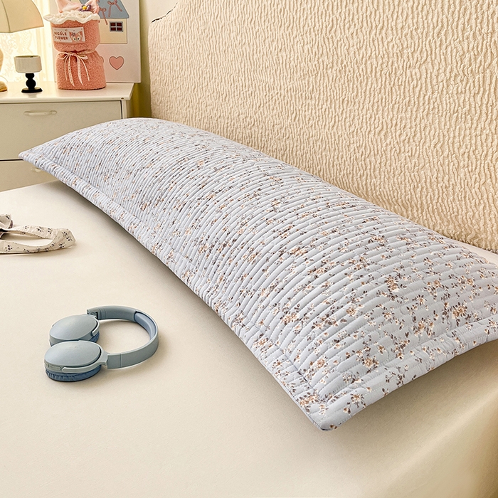 梦舒羽 2025新款A类云朵棉夹棉枕套宿舍情侣双人加长枕芯内胆套 兰亭序-蓝（压线夹棉）