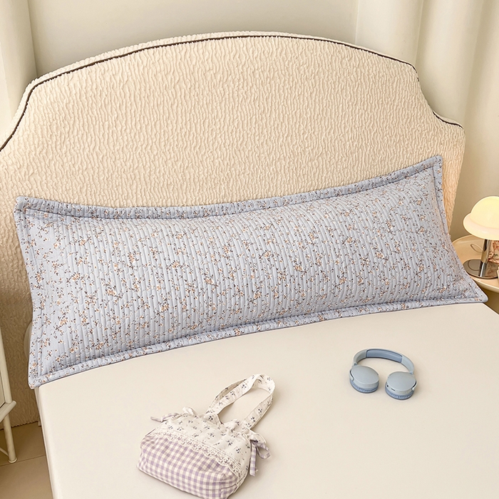 91家纺网 家纺一手货源 找家纺 梦舒羽 2025新款A类云朵棉夹棉枕套宿舍情侣双人加长枕芯内胆套 兰亭序-蓝（压线夹棉）