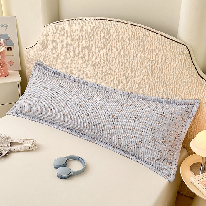 91家纺网 家纺一手货源 找家纺 梦舒羽 2025新款A类云朵棉夹棉枕套宿舍情侣双人加长枕芯内胆套 兰亭序-蓝（压线夹棉）