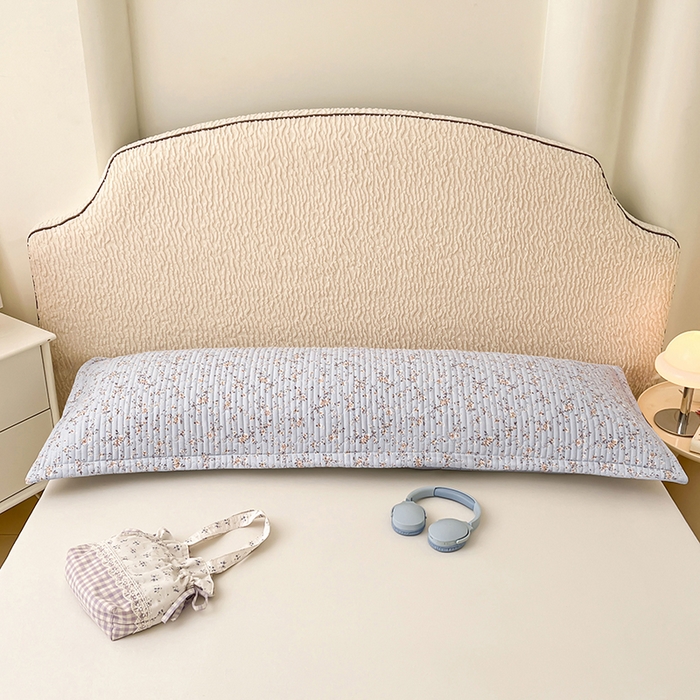 91家纺网 家纺一手货源 找家纺 梦舒羽 2025新款A类云朵棉夹棉枕套宿舍情侣双人加长枕芯内胆套 兰亭序-蓝（压线夹棉）