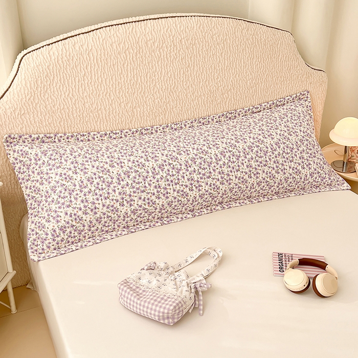 91家纺网 家纺一手货源 找家纺 圣比熊 2025新款A类云朵棉夹棉枕套宿舍单人一只装枕芯内胆套-双人枕套 紫韵星野（压线夹棉）