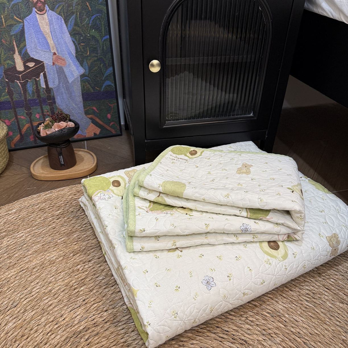 91家纺网 家纺一手货源 找家纺 床盖工厂店 2025新款双面全棉小包边床盖三件套 果味时光