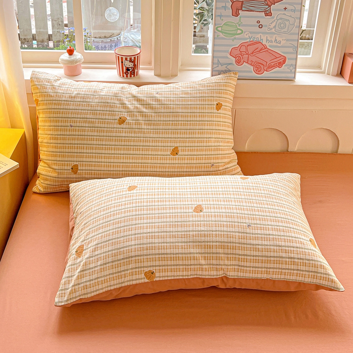 91家纺网 家纺一手货源 找家纺 （总）弗苓家纺 2026新款古法水洗仿棉云感纱四件套小布袋