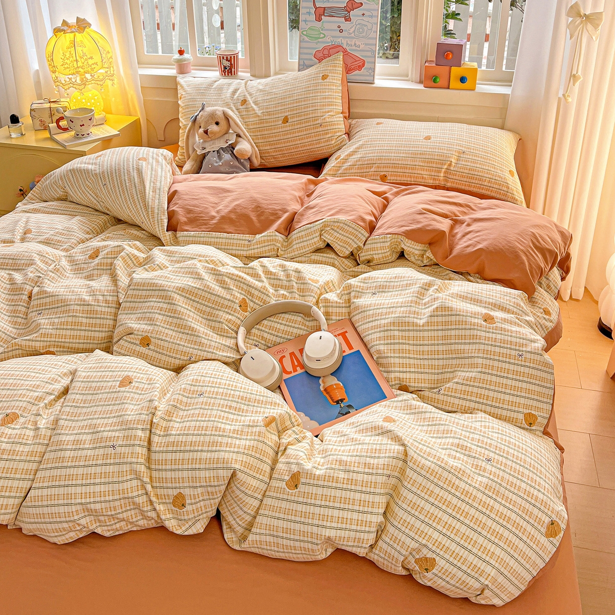 91家纺网 家纺一手货源 找家纺 （总）弗苓家纺 2026新款古法水洗仿棉云感纱四件套小布袋