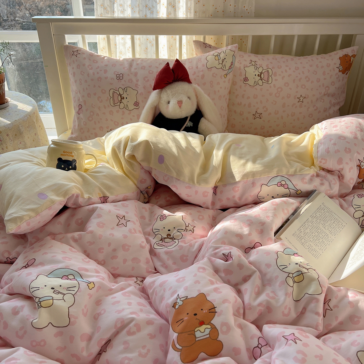 91家纺网 家纺一手货源 找家纺 （总）桃喜 2026新款全棉40支12868四件套-小猫系列