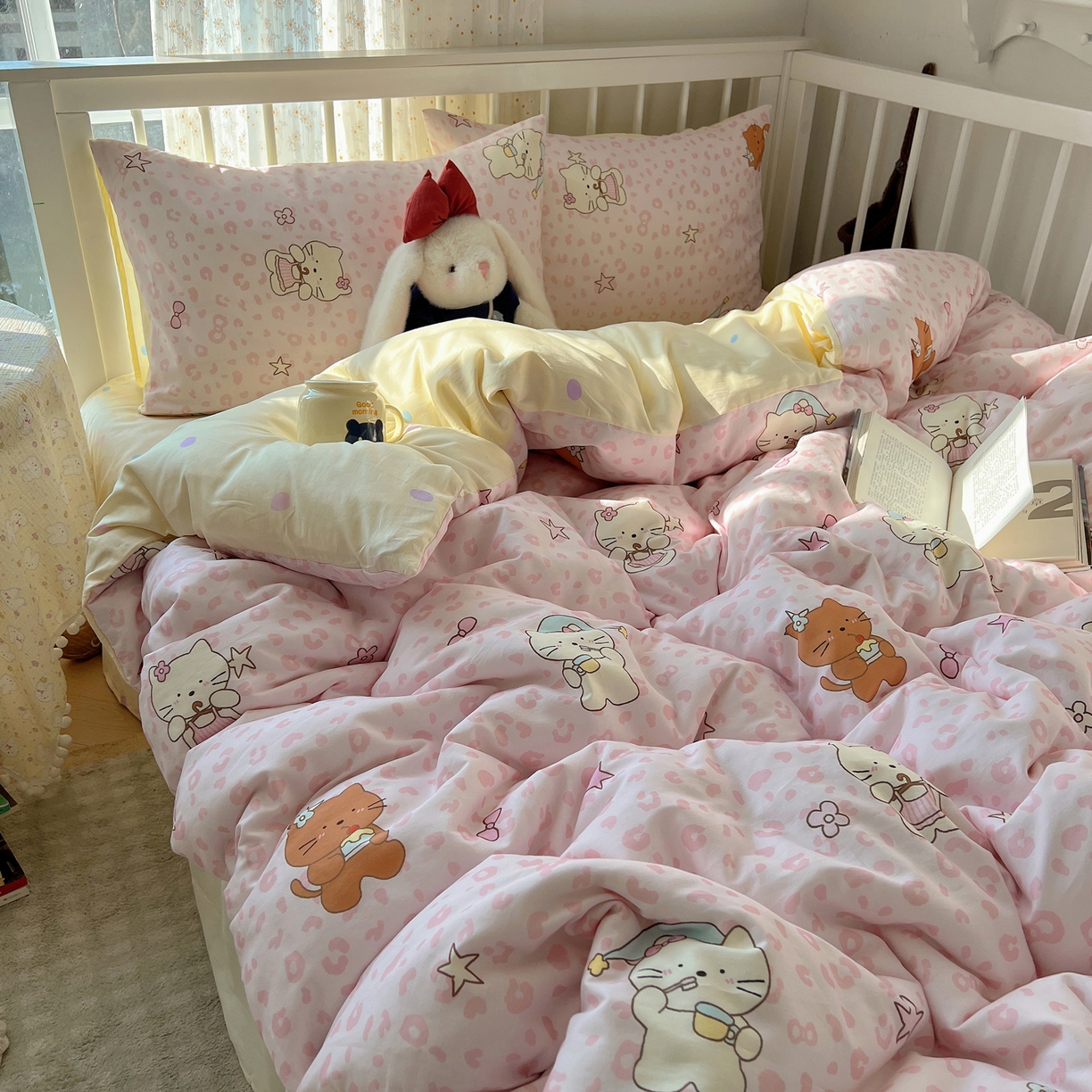 91家纺网 家纺一手货源 找家纺 （总）桃喜 2026新款全棉40支12868四件套-小猫系列