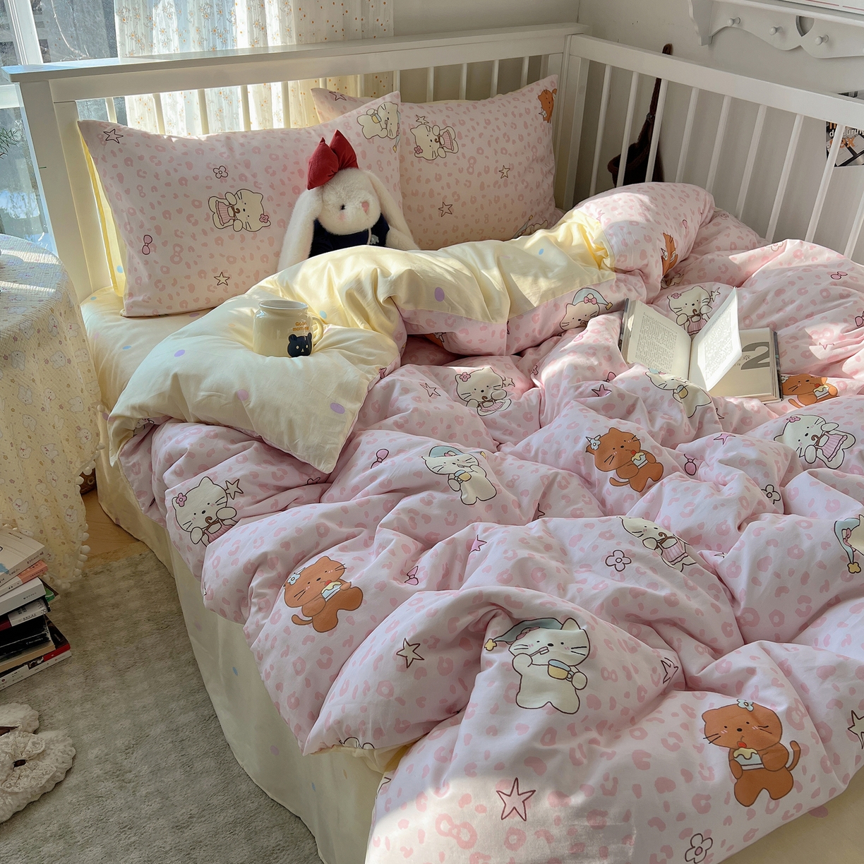 91家纺网 家纺一手货源 找家纺 （总）桃喜 2026新款全棉40支12868四件套-小猫系列