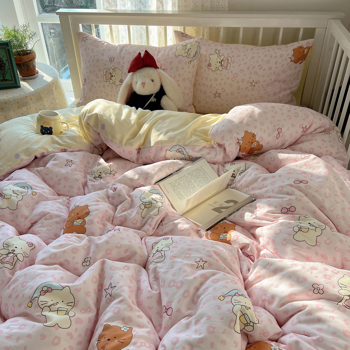 91家纺网 家纺一手货源 找家纺 （总）桃喜 2026新款全棉40支12868四件套-小猫系列