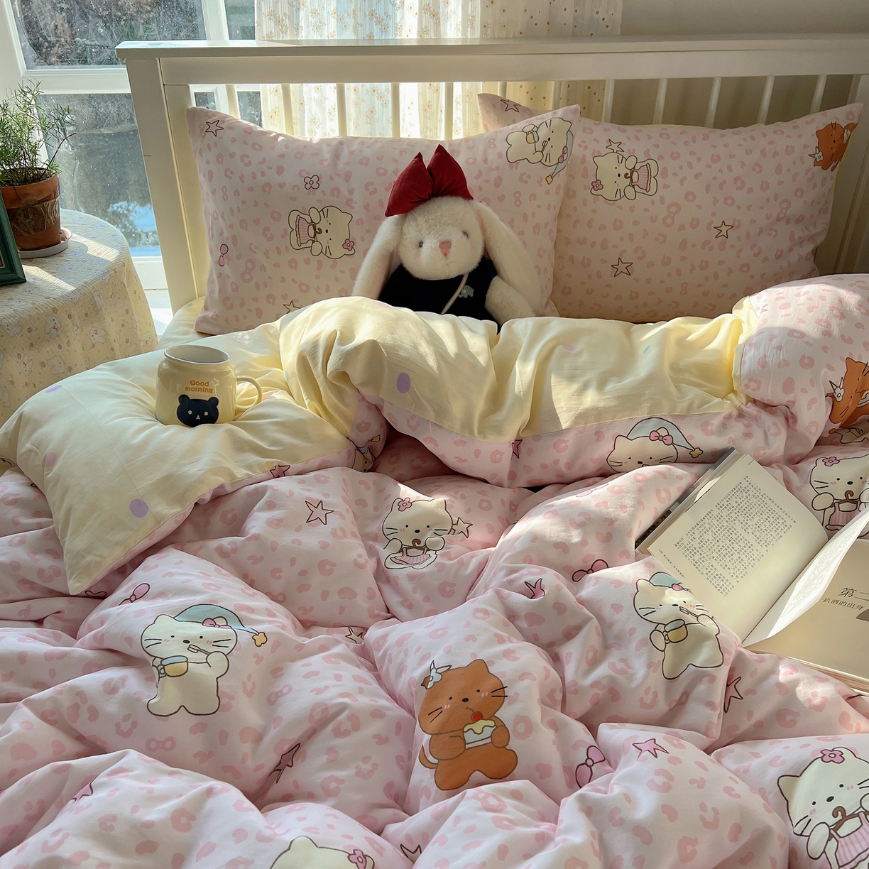 91家纺网 家纺一手货源 找家纺 （总）桃喜 2026新款全棉40支12868四件套-小猫系列