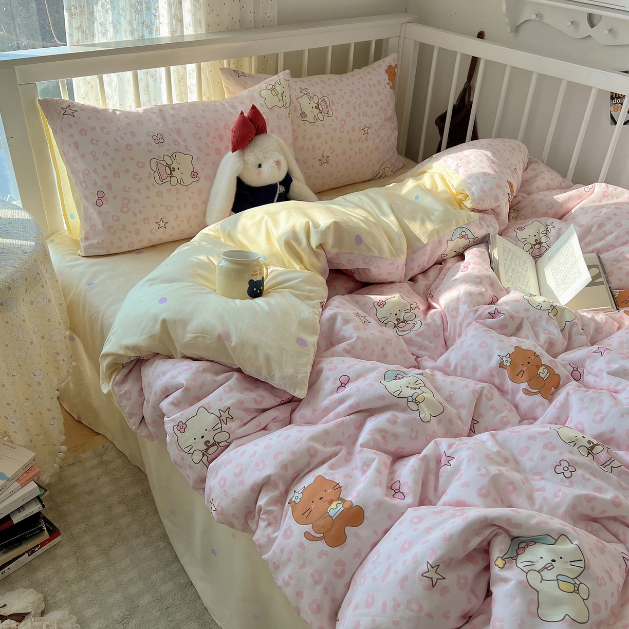 91家纺网 家纺一手货源 找家纺 （总）桃喜 2026新款全棉40支12868四件套-小猫系列