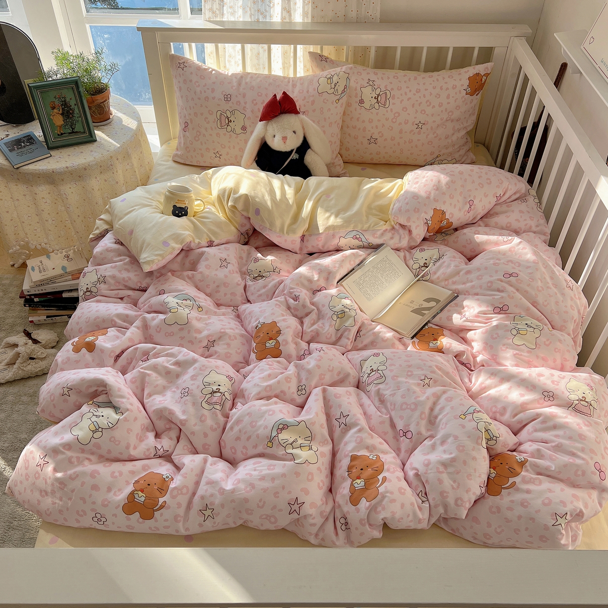 91家纺网 家纺一手货源 找家纺 桃喜 2026新款全棉40支12868四件套-小猫系列 豹纹小猫