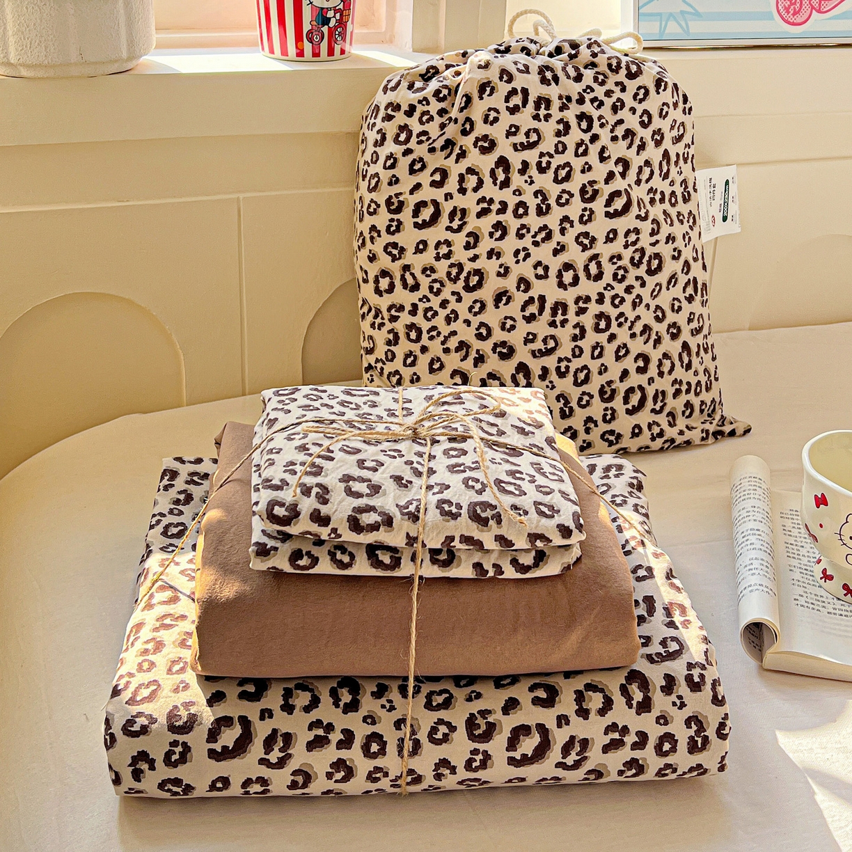 91家纺网 家纺一手货源 找家纺 （总）弗苓家纺 2026新款古法水洗仿棉云感纱四件套小布袋