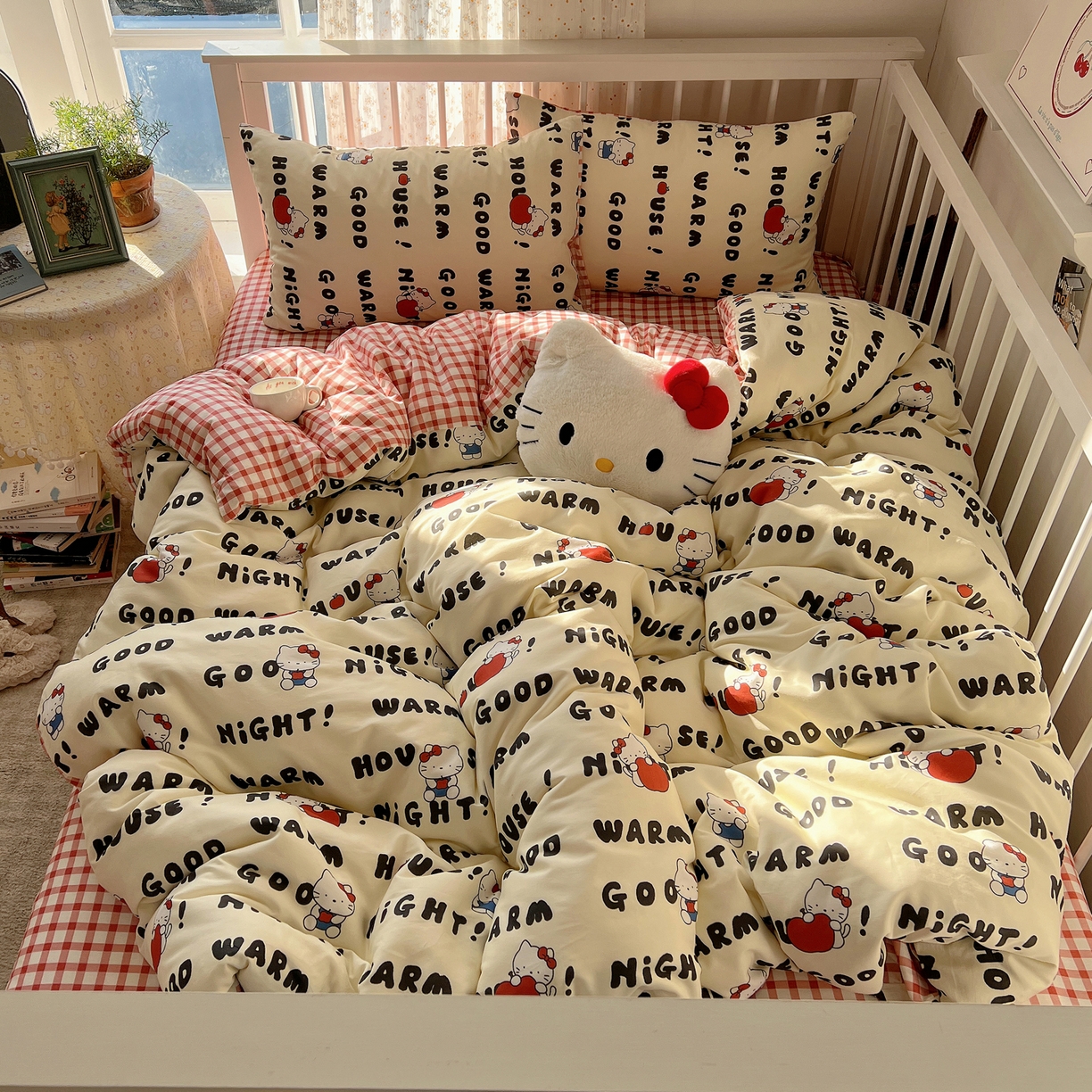 91家纺网 家纺一手货源 找家纺 桃喜 2026新款全棉40支12868四件套-小猫系列 字母小猫