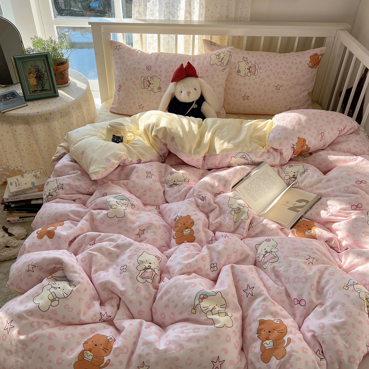 91家纺网 家纺一手货源 找家纺 桃喜 2026新款全棉40支12868四件套-小猫系列 豹纹小猫