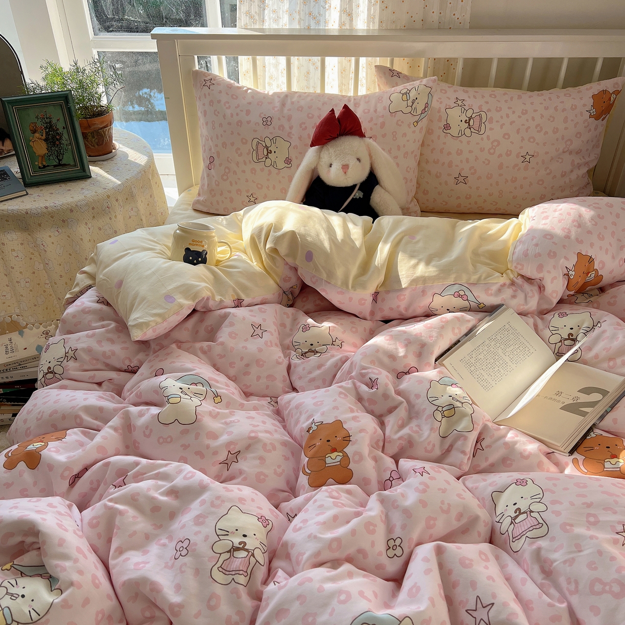 91家纺网 家纺一手货源 找家纺 桃喜 2026新款全棉40支12868四件套-小猫系列 豹纹小猫