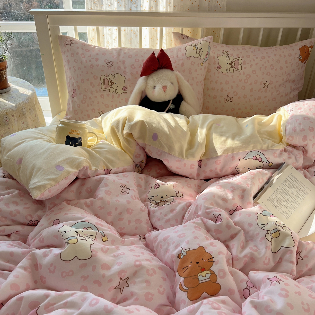 91家纺网 家纺一手货源 找家纺 桃喜 2026新款全棉40支12868四件套-小猫系列 豹纹小猫