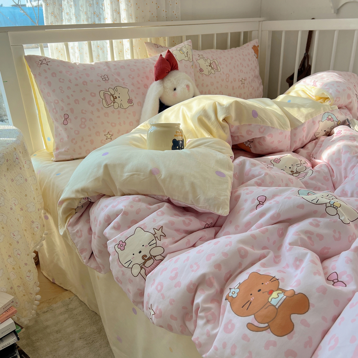 91家纺网 家纺一手货源 找家纺 桃喜 2026新款全棉40支12868四件套-小猫系列 豹纹小猫