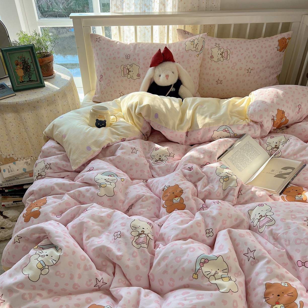 91家纺网 家纺一手货源 找家纺 桃喜 2026新款全棉40支12868四件套-小猫系列 豹纹小猫