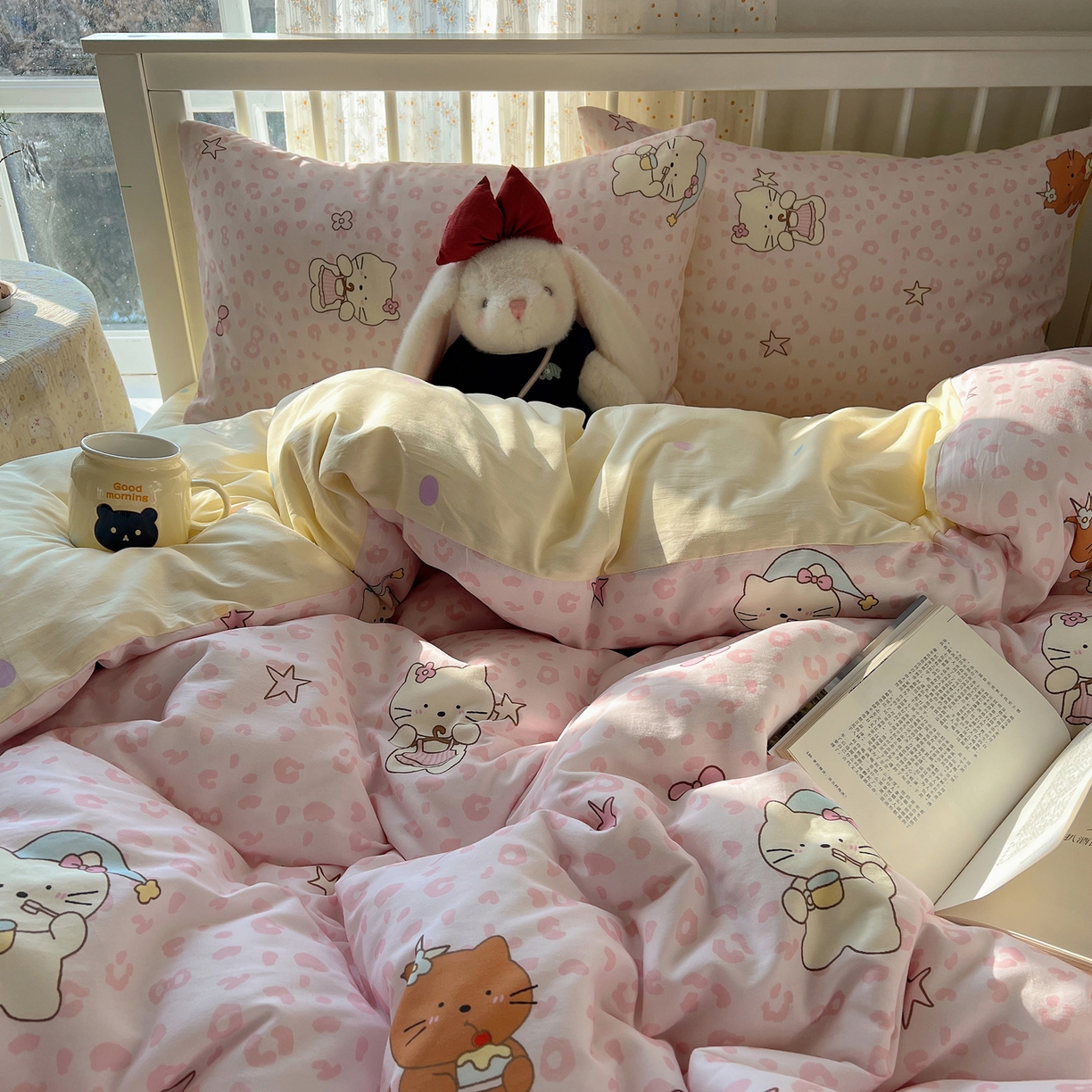 91家纺网 家纺一手货源 找家纺 桃喜 2026新款全棉40支12868四件套-小猫系列 豹纹小猫