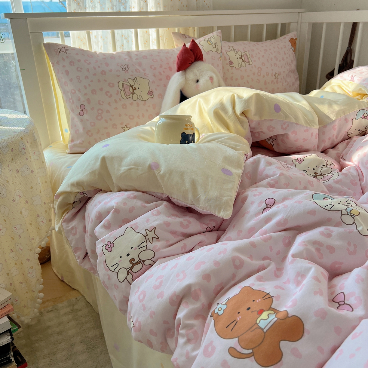 91家纺网 家纺一手货源 找家纺 桃喜 2026新款全棉40支12868四件套-小猫系列 豹纹小猫