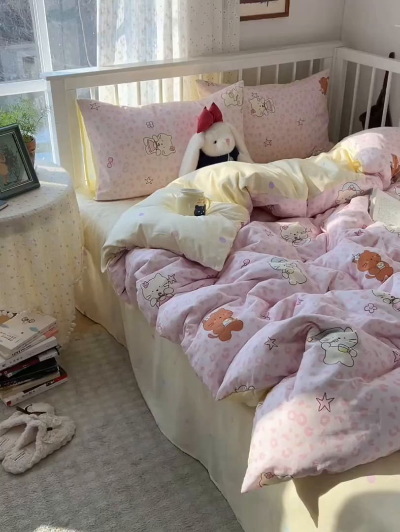 91家纺网 家纺一手货源 找家纺 桃喜 2026新款全棉40支12868四件套-小猫系列 豹纹小猫