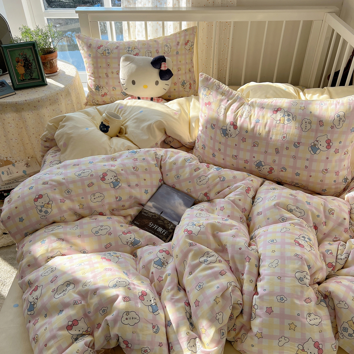 91家纺网 家纺一手货源 找家纺 桃喜 2026新款全棉40支12868四件套-小猫系列 冰淇淋小猫