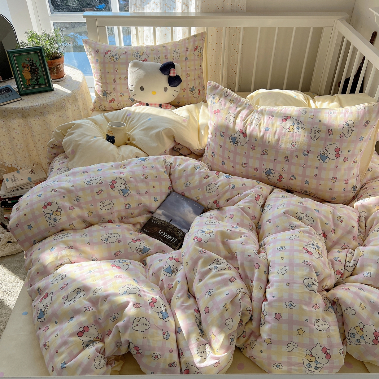 91家纺网 家纺一手货源 找家纺 桃喜 2026新款全棉40支12868四件套-小猫系列 冰淇淋小猫