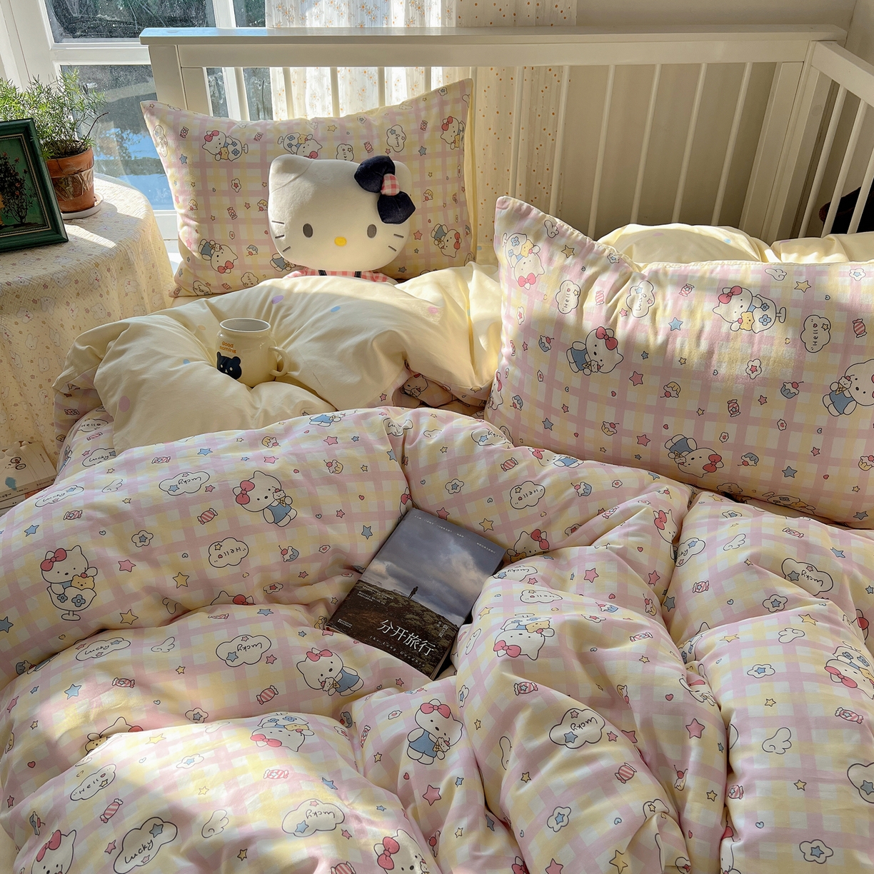 91家纺网 家纺一手货源 找家纺 桃喜 2026新款全棉40支12868四件套-小猫系列 冰淇淋小猫