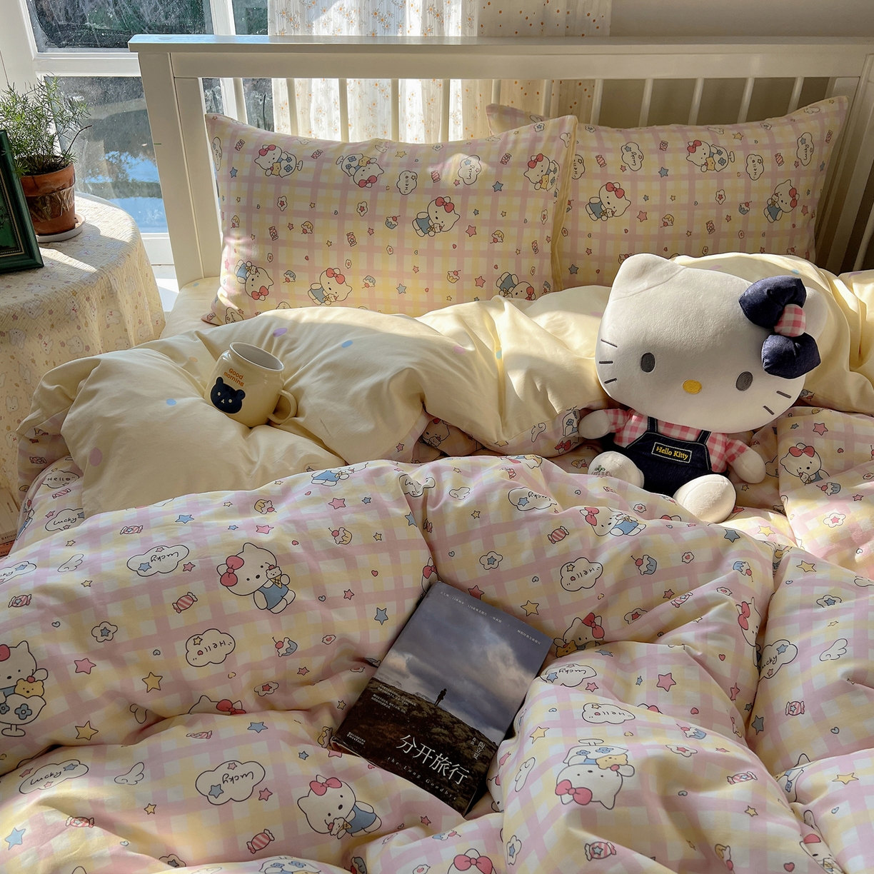 91家纺网 家纺一手货源 找家纺 桃喜 2026新款全棉40支12868四件套-小猫系列 冰淇淋小猫