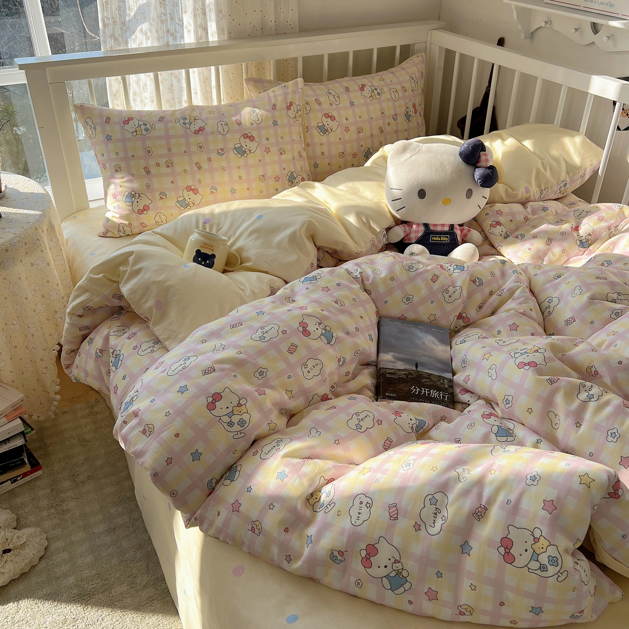 91家纺网 家纺一手货源 找家纺 桃喜 2026新款全棉40支12868四件套-小猫系列 冰淇淋小猫