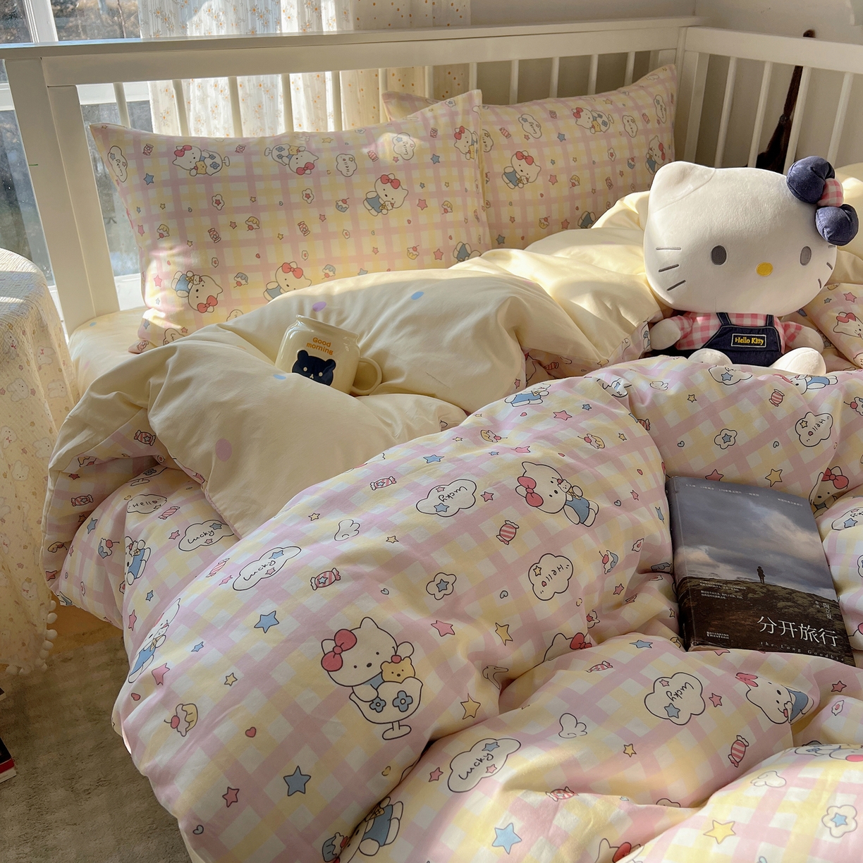 91家纺网 家纺一手货源 找家纺 桃喜 2026新款全棉40支12868四件套-小猫系列 冰淇淋小猫