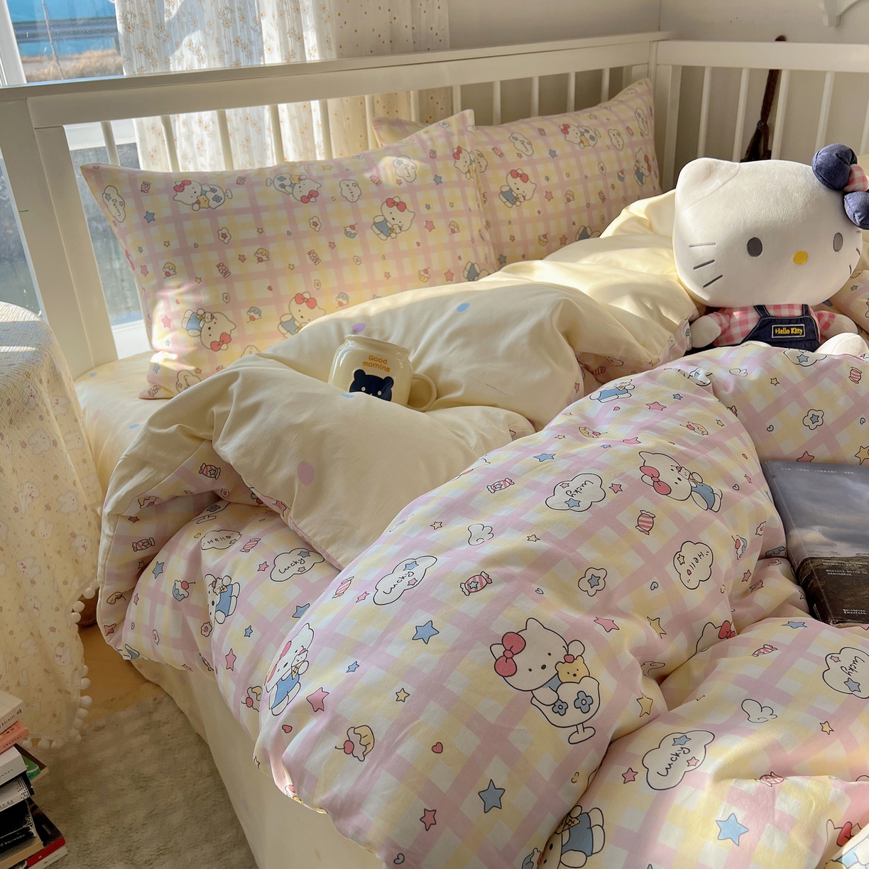 91家纺网 家纺一手货源 找家纺 桃喜 2026新款全棉40支12868四件套-小猫系列 冰淇淋小猫