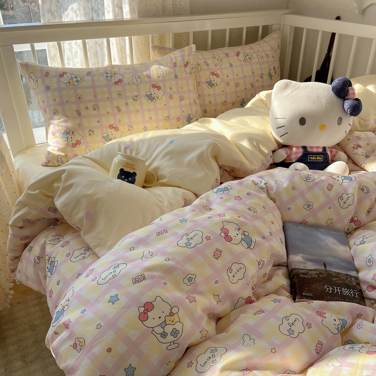 91家纺网 家纺一手货源 找家纺 桃喜 2026新款全棉40支12868四件套-小猫系列 冰淇淋小猫