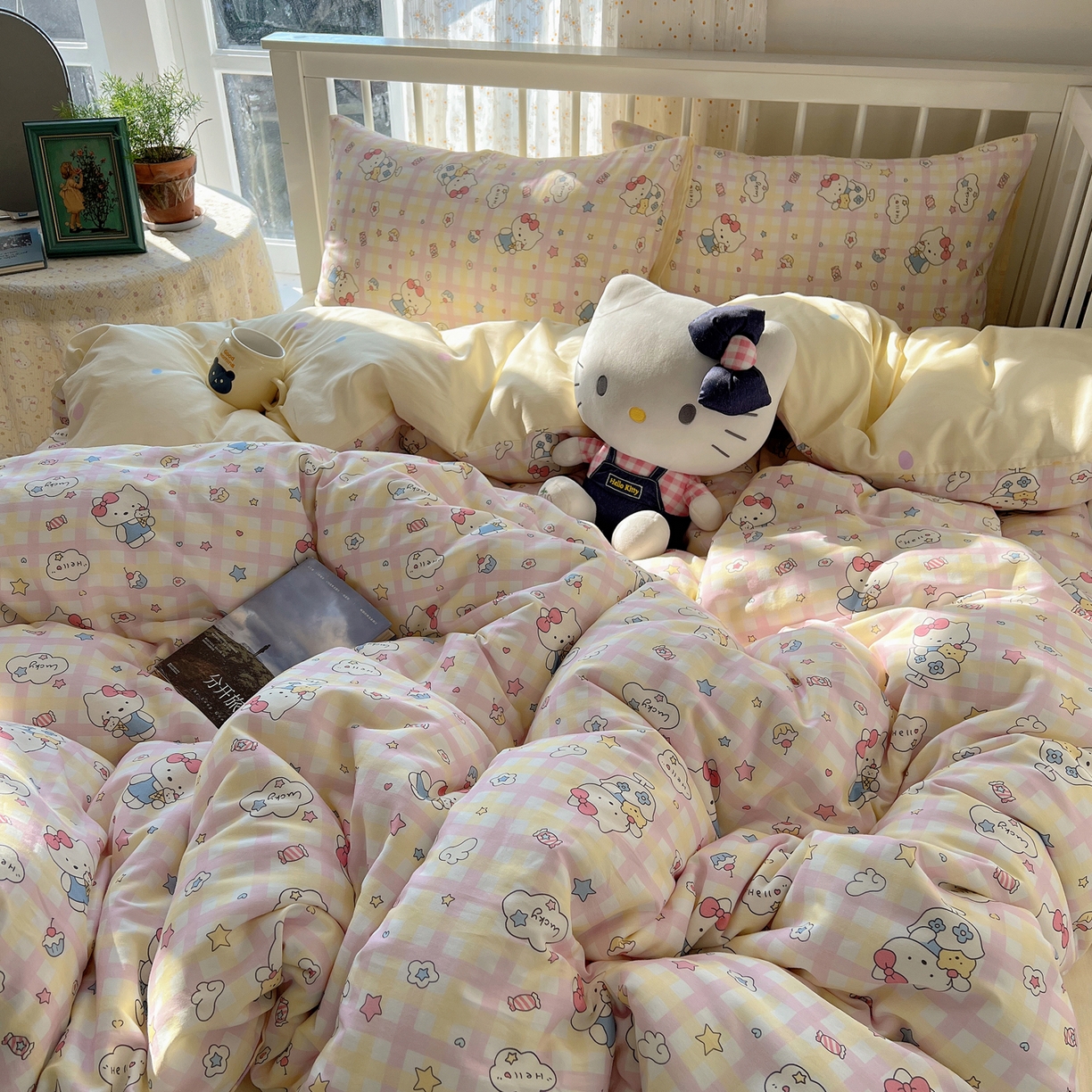 91家纺网 家纺一手货源 找家纺 桃喜 2026新款全棉40支12868四件套-小猫系列 冰淇淋小猫