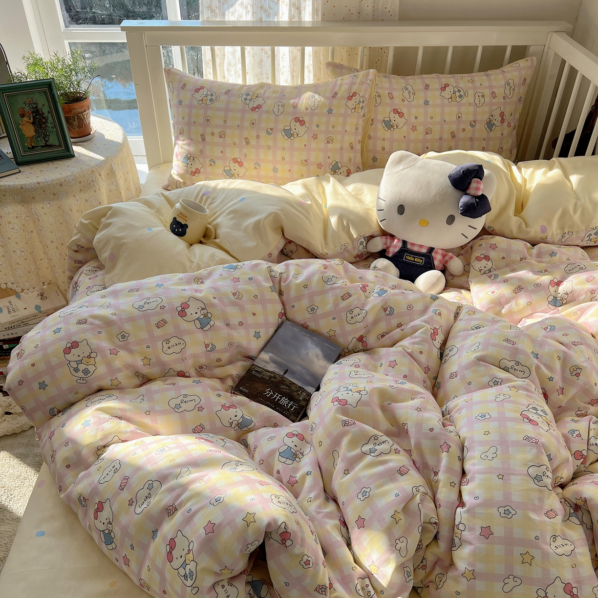 91家纺网 家纺一手货源 找家纺 桃喜 2026新款全棉40支12868四件套-小猫系列 冰淇淋小猫