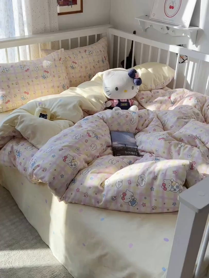 91家纺网 家纺一手货源 找家纺 桃喜 2026新款全棉40支12868四件套-小猫系列 冰淇淋小猫